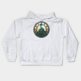 Stained Glass Peacock #2 Kids Hoodie